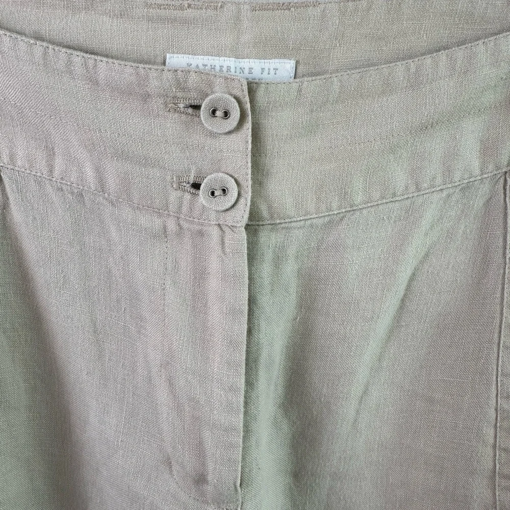 Charter Club Pants Womens 16W Petite Linen Katherine Fit Wide Leg Beige Buttons - Picture 4 of 11